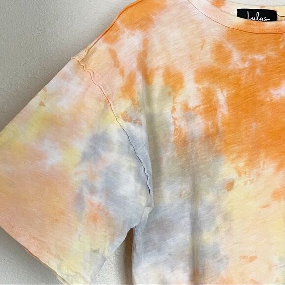 Lulus Orange Boxy Fit Oversized Cropped T-Shirt Size XS Casual Summer - Picture 5 of 7